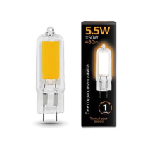 Лампа светодиодная Gauss G4 5.5W 3000K прозрачная 107807105