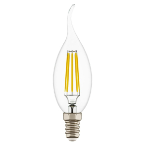 Лампа светодиодная филаментная Lightstar LED Filament E14 6W 3000К свеча на ветру прозрачная 933602