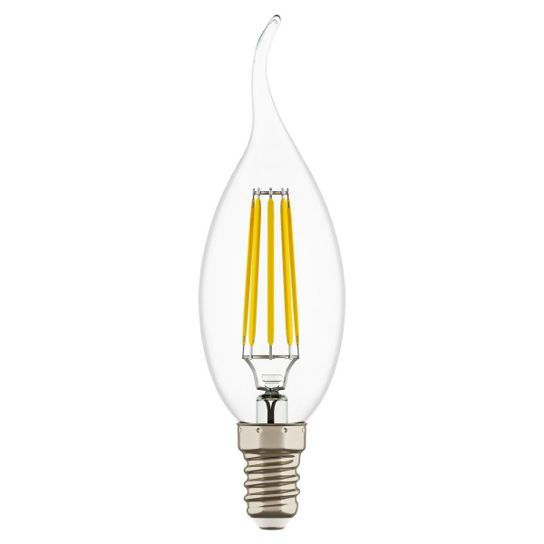 Лампа светодиодная филаментная Lightstar LED Filament E14 6W 3000К свеча на ветру прозрачная 933602 Лампа светодиодная филаментная Lightstar LED Filament E14 6W 3000К свеча на ветру прозрачная 933602