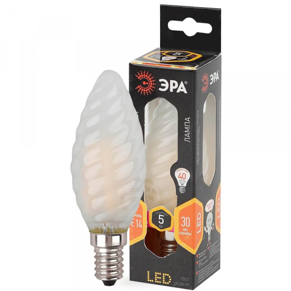 Лампа светодиодная филаментная ЭРА E14 5W 2700K матовая F-LED BTW-5W-827-E14 frost Б0027937 Лампа светодиодная филаментная ЭРА E14 5W 2700K матовая F-LED BTW-5W-827-E14 frost Б0027937