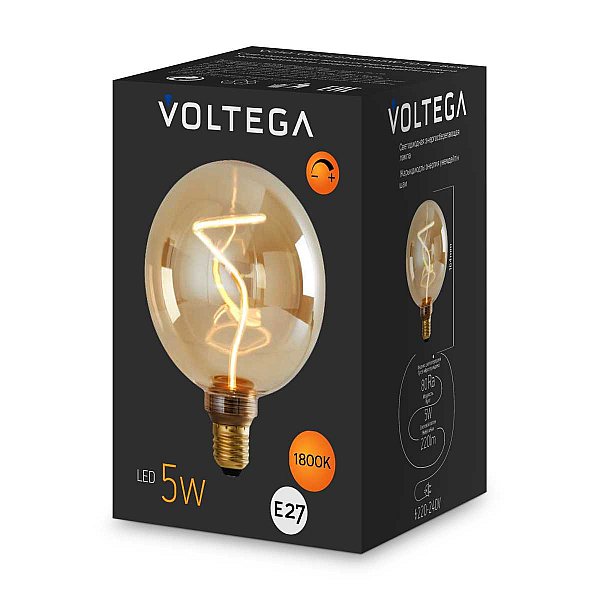 Лампа светодиодная филаментная Voltega 271 E27 5W 1800K желтая 8536