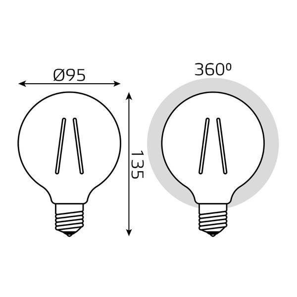 Лампа светодиодная филаментная Gauss E27 8W 2400K золотая 105802008 Лампа светодиодная филаментная Gauss E27 8W 2400K золотая 105802008