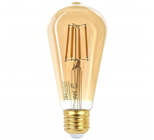 Лампа светодиодная филаментная ЭРА E27 7W 2400K прозрачная F-LED ST64-7W-824-E27 gold Б0047664