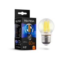 Лампа светодиодная филаментная Voltega E27 6W 2800К прозрачная VG10-G1E27warm6W-F 7023