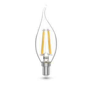 Лампа светодиодная филаментная Gauss E14 4,5W 4100К прозрачная 1041125