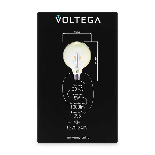 Лампа светодиодная филаментная Voltega 271 E27 8W 2700K янтарная 8509