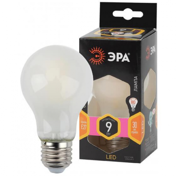 Лампа светодиодная филаментная ЭРА E27 9W 2700K матовая F-LED A60-9W-827-E27 frost Б0035033 Лампа светодиодная филаментная ЭРА E27 9W 2700K матовая F-LED A60-9W-827-E27 frost Б0035033