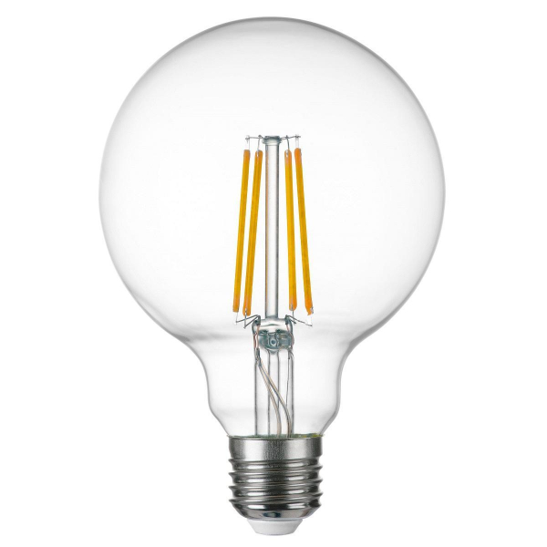 Лампа светодиодная филаментная Lightstar LED Filament E27 8W 3000K груша прозрачная 933102 Лампа светодиодная филаментная Lightstar LED Filament E27 8W 3000K груша прозрачная 933102