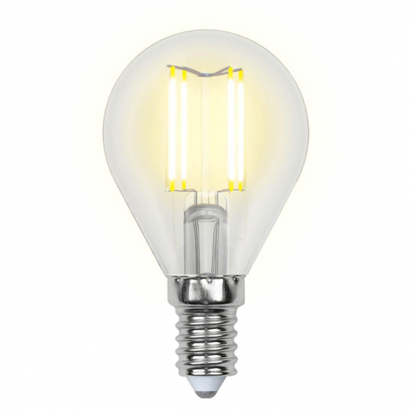 Лампа светодиодная филаментная Uniel E14 6W 4000K прозрачная LED-G45-6W/NW/E14/CL GLA01TR UL-00002207 Лампа светодиодная филаментная Uniel E14 6W 4000K прозрачная LED-G45-6W/NW/E14/CL GLA01TR UL-00002207