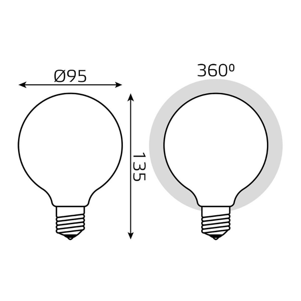 Лампа светодиодная филаментная диммируемая Gauss E27 10W 3000К матовая 189202110-D Лампа светодиодная филаментная диммируемая Gauss E27 10W 3000К матовая 189202110-D
