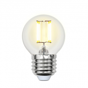 Лампа светодиодная филаментная Uniel E27 6W 4000K прозрачная LED-G45-6W/NW/E27/CL PLS02WH UL-00001370