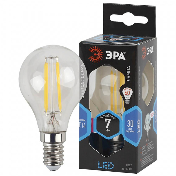 Лампа светодиодная филаментная ЭРА E14 7W 4000K прозрачная F-LED P45-7W-840-E14 Б0049891 Лампа светодиодная филаментная ЭРА E14 7W 4000K прозрачная F-LED P45-7W-840-E14 Б0049891