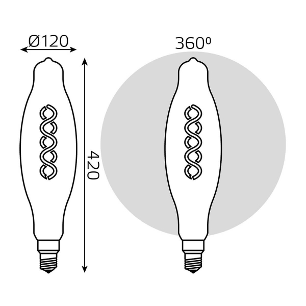 Лампа светодиодная филаментная Gauss E27 8W 2400K золотая 156802008 Лампа светодиодная филаментная Gauss E27 8W 2400K золотая 156802008