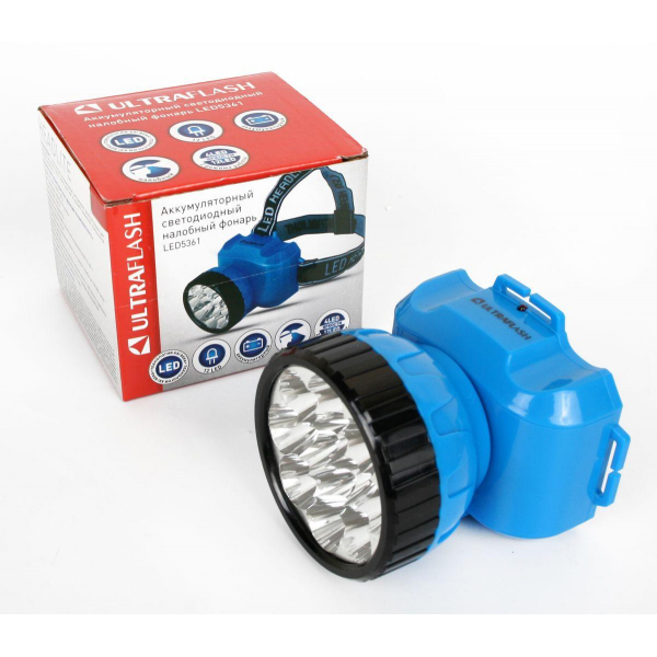 Налобный светодиодный фонарь Ultraflash Headlite аккумуляторный 90х75 30 лм LED5361 12420