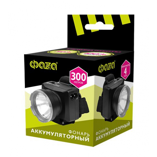 Налобный светодиодный фонарь ФАZA аккумуляторный 140 лм 75х70 AccuFH7-L3W-bk