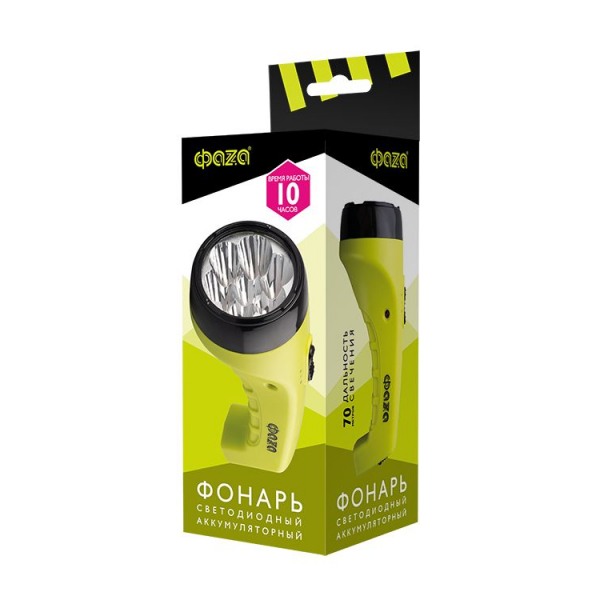 Ручной светодиодный фонарь ФАZA аккумуляторный 28 лм 168х71 AccuF2-L07-gn