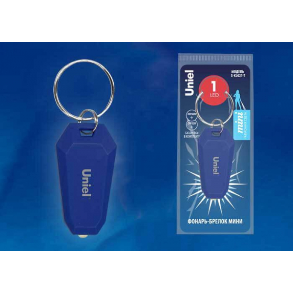 Фонарь-брелок светодиодный Uniel Standard Mini от батареек S-KL021-T Blue UL-00004094 Фонарь-брелок светодиодный Uniel Standard Mini от батареек S-KL021-T Blue UL-00004094