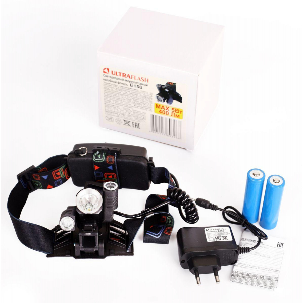 Налобный светодиодный фонарь Ultraflash аккумуляторный 100х90 400 лм E156 14660