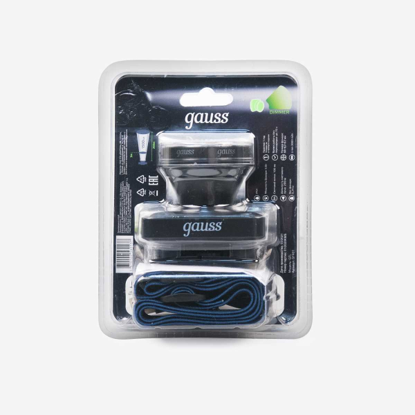 Налобный светодиодный фонарь Gauss аккумуляторный 60х70 100 лм GF401