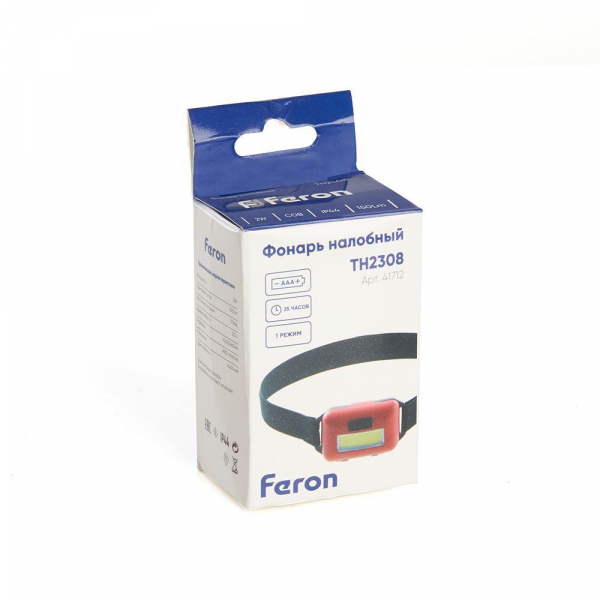 Налобный светодиодный фонарь Feron TH2308 на батарейках 50х40 150 лм 41712 Налобный светодиодный фонарь Feron TH2308 на батарейках 50х40 150 лм 41712