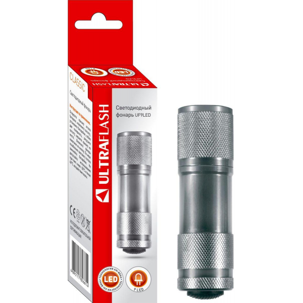 Ручной светодиодный фонарь Ultraflash Classic от батареек 90х30 20 лм UF9LED 7903
