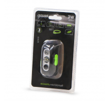 Налобный светодиодный фонарь Gauss аккумуляторный 65х35 80 лм GF410