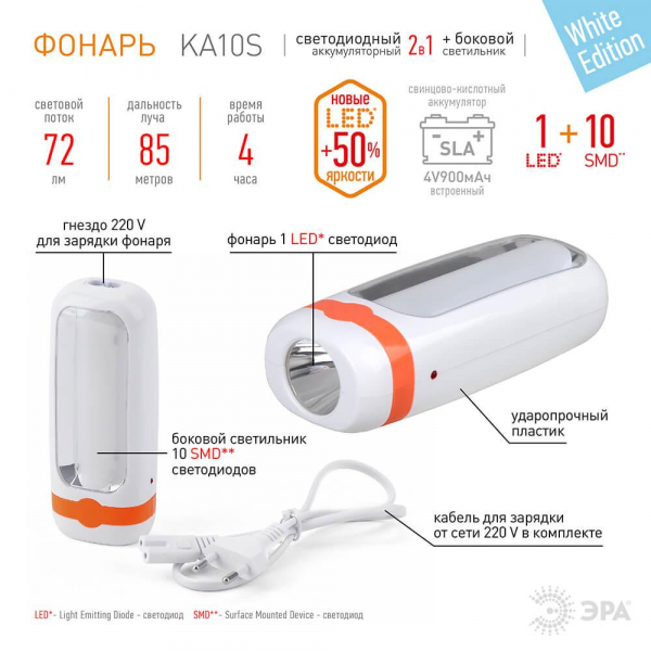 Кемпинговый светодиодный фонарь ЭРА аккумуляторный 72 лм KA10S Б0025642 Кемпинговый светодиодный фонарь ЭРА аккумуляторный 72 лм KA10S Б0025642