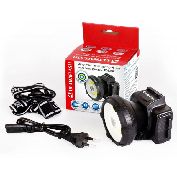 Налобный светодиодный фонарь Ultraflash Headlite аккумуляторный 90х75 160 лм LED5368 14452 Налобный светодиодный фонарь Ultraflash Headlite аккумуляторный 90х75 160 лм LED5368 14452