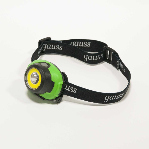 Налобный светодиодный фонарь Gauss от батареек 65х54 180 лм GF303