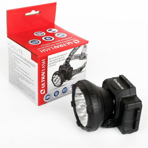 Налобный светодиодный фонарь Ultraflash Headlite аккумуляторный 90х75 33 лм LED5363 11257 Налобный светодиодный фонарь Ultraflash Headlite аккумуляторный 90х75 33 лм LED5363 11257