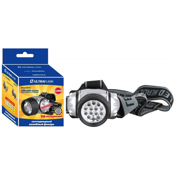 Налобный светодиодный фонарь Ultraflash Headlite от батареек 70х60 35 лм LED5352 10261 Налобный светодиодный фонарь Ultraflash Headlite от батареек 70х60 35 лм LED5352 10261