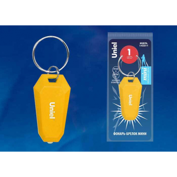 Фонарь-брелок светодиодный Uniel Standard Mini от батареек S-KL021-T Yellow UL-00004096 Фонарь-брелок светодиодный Uniel Standard Mini от батареек S-KL021-T Yellow UL-00004096