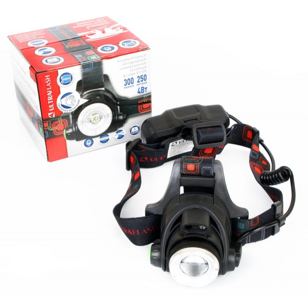 Налобный светодиодный фонарь Ultraflash Headlite аккумуляторный 100х90 300 лм E1336 13906 Налобный светодиодный фонарь Ultraflash Headlite аккумуляторный 100х90 300 лм E1336 13906