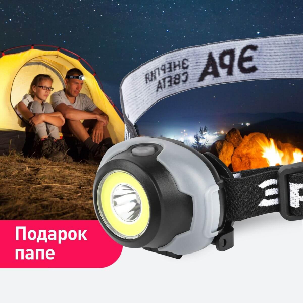 Налобный светодиодный фонарь ЭРА Пиранья от батареек 43х43х68 310 лм GB-710 Б0052752 Налобный светодиодный фонарь ЭРА Пиранья от батареек 43х43х68 310 лм GB-710 Б0052752