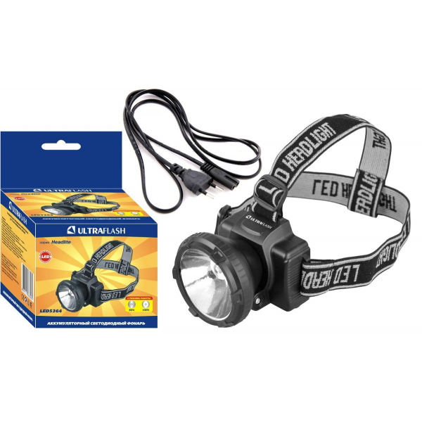 Налобный светодиодный фонарь Ultraflash Headlite аккумуляторный 90х75 33 лм LED5364 11258