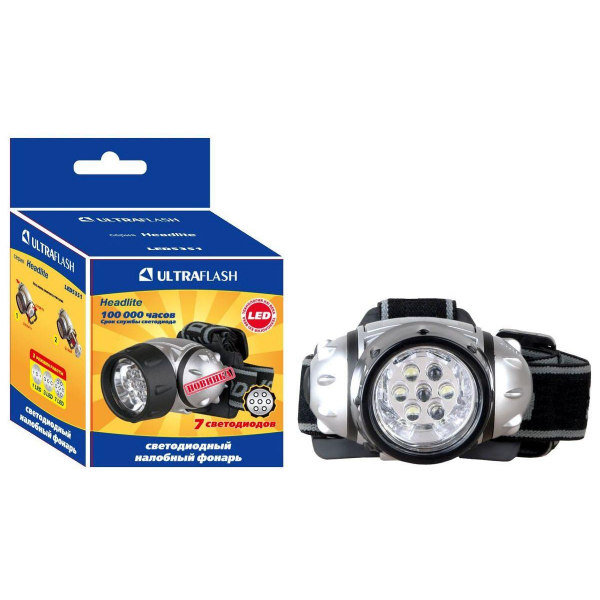 Налобный светодиодный фонарь Ultraflash Headlite от батареек 70х60 15 лм LED5351 10260 Налобный светодиодный фонарь Ultraflash Headlite от батареек 70х60 15 лм LED5351 10260