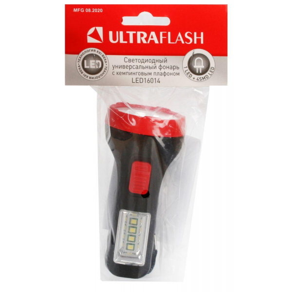Ручной светодиодный фонарь Ultraflash Т от батареек 105х45 75 лм LED16014 14253