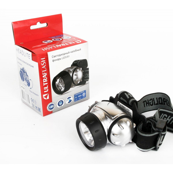 Налобный светодиодный фонарь Ultraflash Headlite от батареек 70х60 15 лм LED5351 10260 Налобный светодиодный фонарь Ultraflash Headlite от батареек 70х60 15 лм LED5351 10260