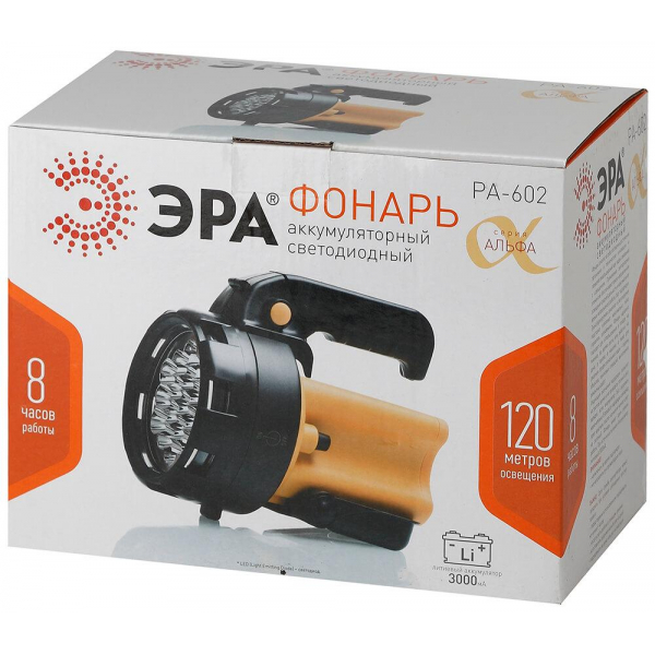Фонарь-прожектор светодиодный ЭРА аккумуляторный 208х133 300 лм PA-602 Б0031033 Фонарь-прожектор светодиодный ЭРА аккумуляторный 208х133 300 лм PA-602 Б0031033