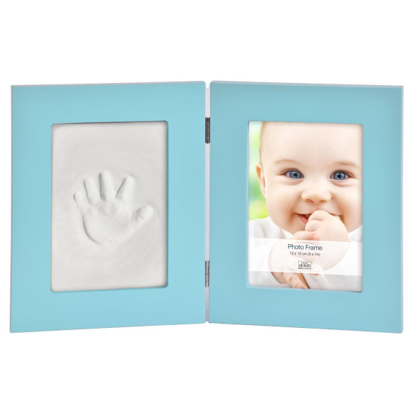 Фоторамка Innova PI07886 Фоторамка 13*18 + набор для лепки Baby Keepsake photo and imprint kit голубая, МДФ Б0032002