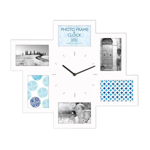 Фоторамка Innova W07368 Ф/рамка 6 фото 10*15см с часами, материал МДФ, 46x54 см, цвет белый (6/48) Б0033267