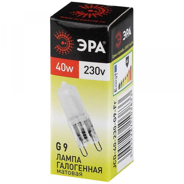 Лампа галогенная ЭРА G9 40W 2700K матовая G9-JCD-40-230V-FR C0027368 Лампа галогенная ЭРА G9 40W 2700K матовая G9-JCD-40-230V-FR C0027368