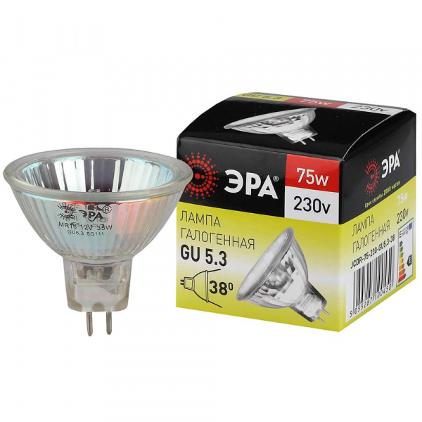 Лампа галогенная ЭРА GU5.3 75W 2700K прозрачная GU5.3-JCDR (MR16) -75W-230V-CL C0027366 Лампа галогенная ЭРА GU5.3 75W 2700K прозрачная GU5.3-JCDR (MR16) -75W-230V-CL C0027366