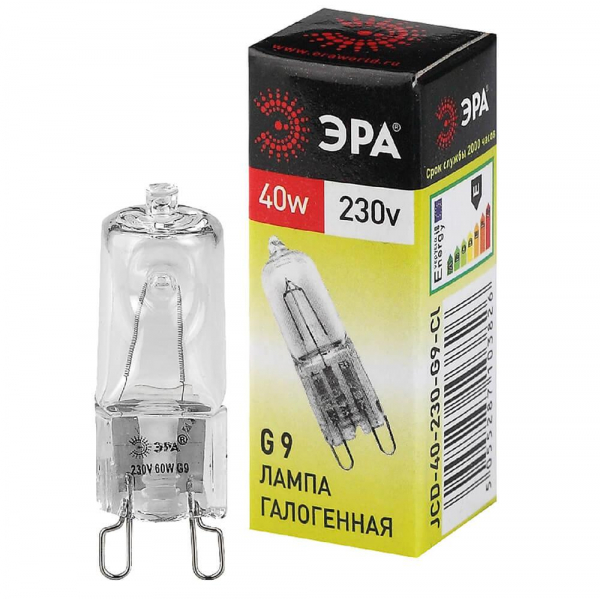 Лампа галогенная ЭРА G9 40W 2700K прозрачная G9-JCD-40-230V-CL C0027378 Лампа галогенная ЭРА G9 40W 2700K прозрачная G9-JCD-40-230V-CL C0027378