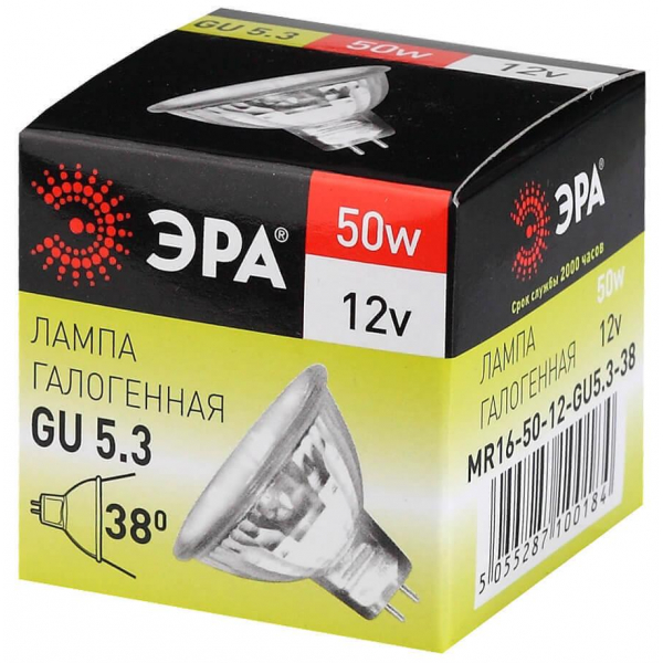 Лампа галогенная ЭРА GU5.3 50W 3000K прозрачная GU5.3-MR16-50W-12V-CL C0027358 Лампа галогенная ЭРА GU5.3 50W 3000K прозрачная GU5.3-MR16-50W-12V-CL C0027358