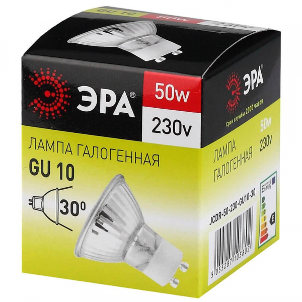Лампа галогенная ЭРА GU10 50W 2700K прозрачная GU10-JCDR (MR16) -50W-230V C0027386 Лампа галогенная ЭРА GU10 50W 2700K прозрачная GU10-JCDR (MR16) -50W-230V C0027386