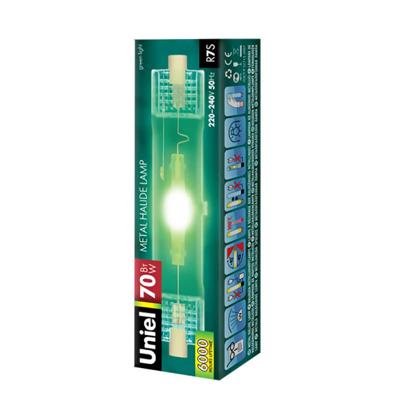 Лампа металлогалогеновая Uniel R7s 70W прозрачная MH-DE-70/GREEN/R7s 04848 Лампа металлогалогеновая Uniel R7s 70W прозрачная MH-DE-70/GREEN/R7s 04848