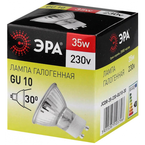 Лампа галогенная ЭРА GU10 35W 2700K прозрачная GU10-JCDR (MR16) -35W-230V C0027385 Лампа галогенная ЭРА GU10 35W 2700K прозрачная GU10-JCDR (MR16) -35W-230V C0027385