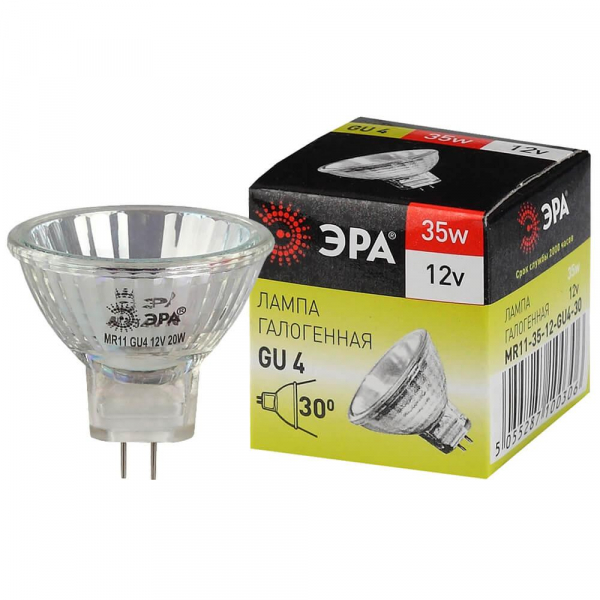 Лампа галогенная ЭРА GU4 35W 2700K прозрачная GU4-MR11-35W-12V-30CL C0027362 Лампа галогенная ЭРА GU4 35W 2700K прозрачная GU4-MR11-35W-12V-30CL C0027362