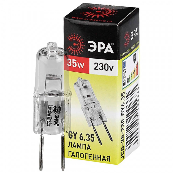 Лампа галогенная ЭРА GY6.35 35W 2700K прозрачная GY6.35-JCD-35W-230V C0027373 Лампа галогенная ЭРА GY6.35 35W 2700K прозрачная GY6.35-JCD-35W-230V C0027373